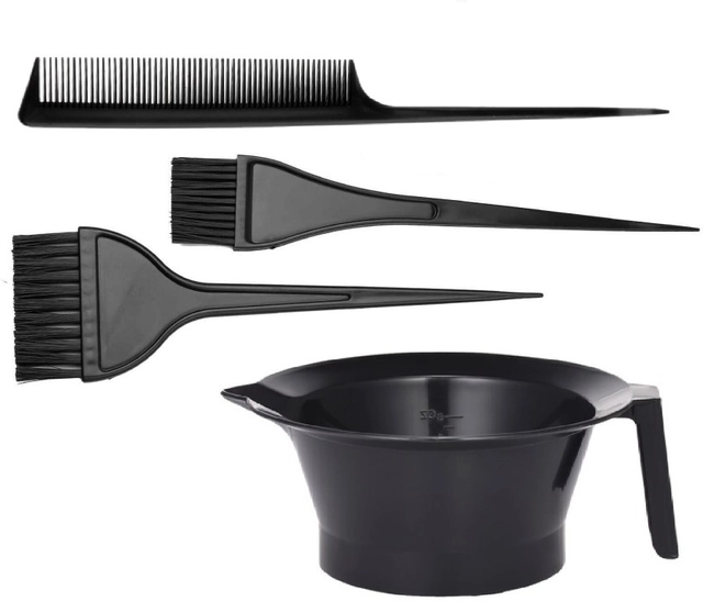 Combo of 3 Pcs Dye Brushes with Mixing Bowl for Hair Colour (Black, Set of 2)