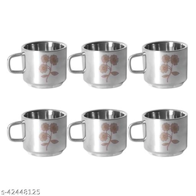 Stainless Steel Tea Cup (Multicolor, 100 ml) (Pack of 6)