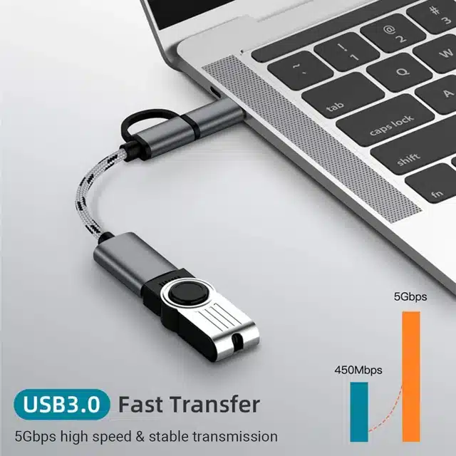 Type-C Micro USB to USB 3.0 Adapter Data Transfer Cable (Silver)