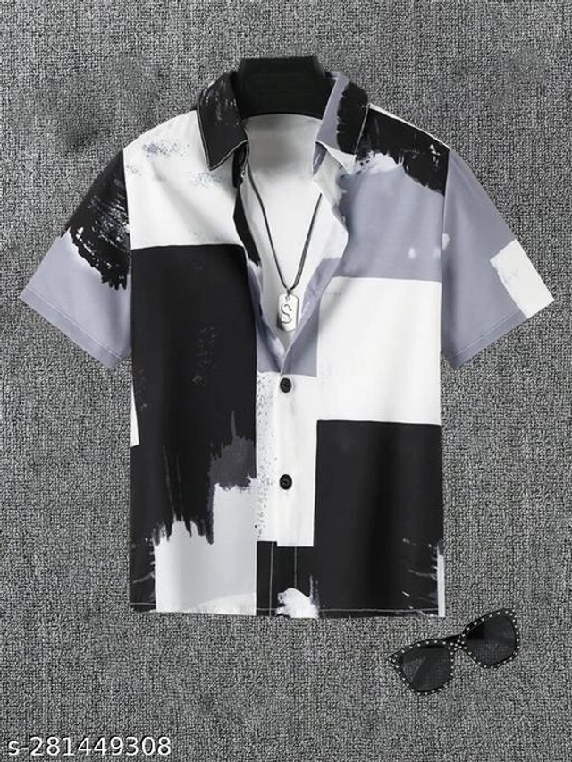 Half Sleeves Printed Shirt for Boys (Multicolor, 9-10 Years)