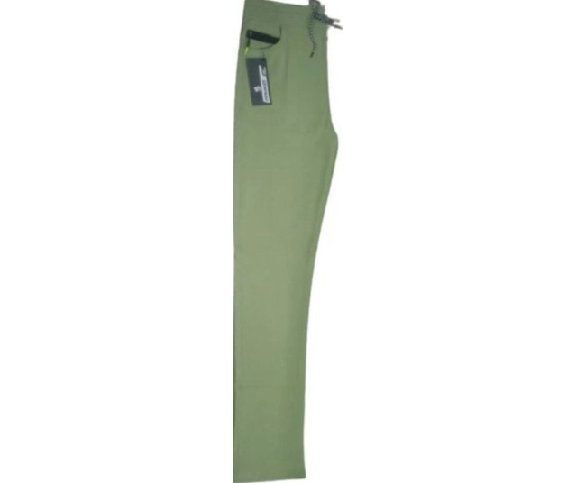 Linen Slim Fit Trackpants for Men (Green, L)