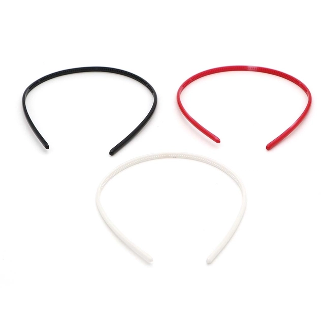 Plastic Hair Bands for Girls & women (Red, White & Black, Set Of 3)