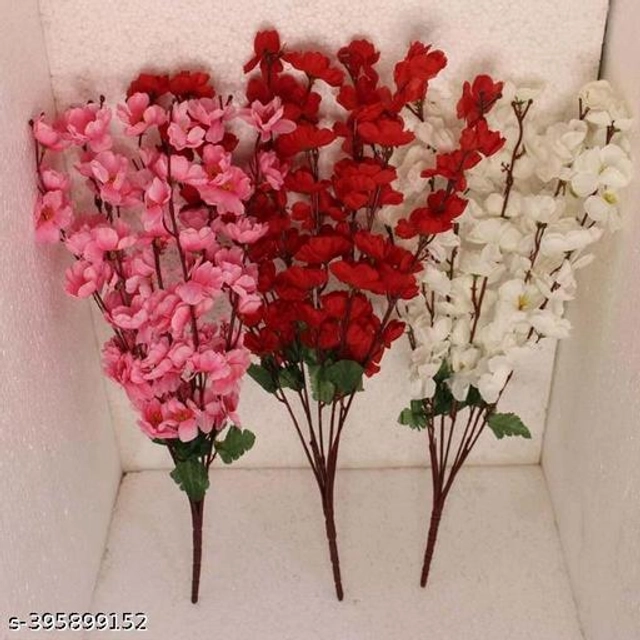 Plastic Artificial Flower (Multicolor, Pack of 3)