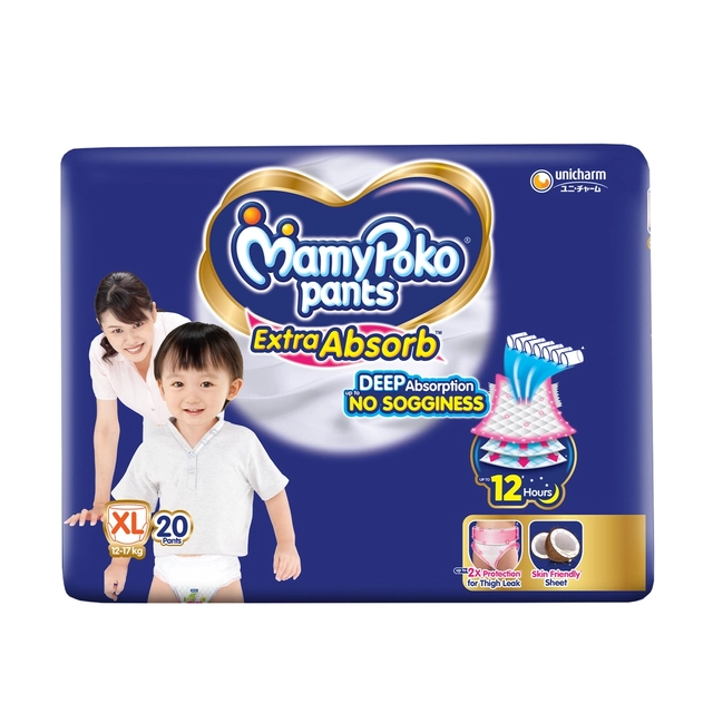 MamyPoko पैंट्स एक्स्ट्रा अब्जॉर्ब (XL) - 20 डायपर्स