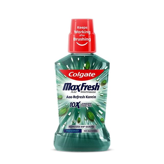 Colgate Maxfresh Plax Antibacterial Mouthwash, 24/7 Fresh Breath - Fresh Mint 100 ml