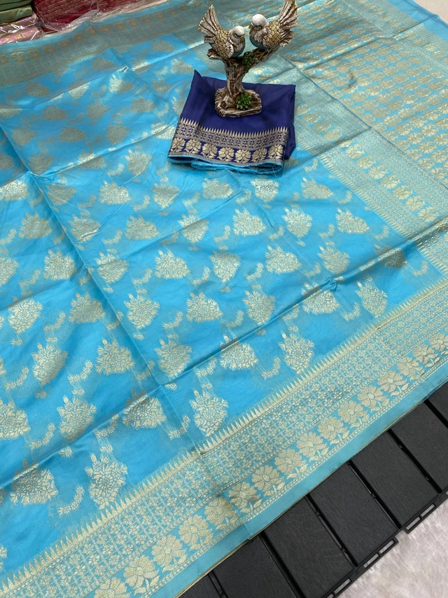 Lichi Silk Woven Design Saree for Women (Aqua Blue, 6.3 m)