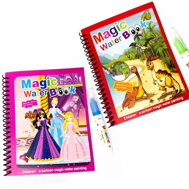 Magical Water Pen with Colorful Reusable Quick Dry Book for Kids (Set of 2, A5)