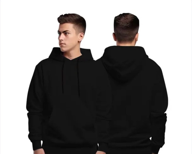 Fleece Solid Hoodie for Men (Black, S)