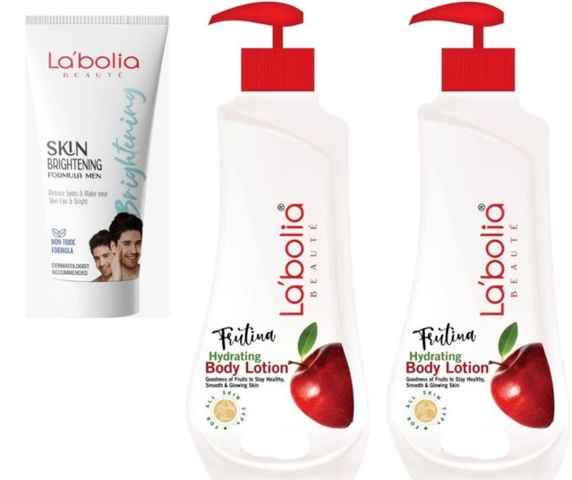 Combo of Labolia Beaute Frutina Hydrating Body Lotions (300 ml, Pack of 2) with Skin Brightening Cream (50 g) (Set of 2)