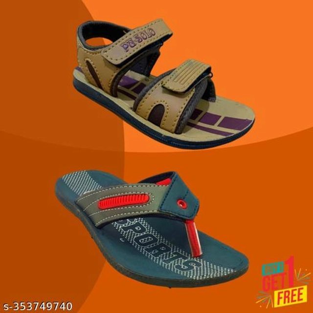 Sandal with Flipflop for Boys (Multicolor, 4-5 Years) (Pack of 2)