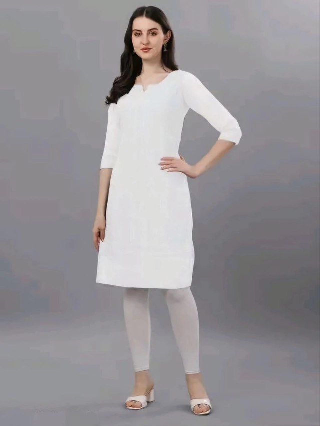 Georgette Chikankari Kurti for Women (White, M)