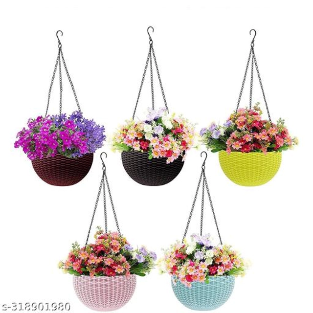 Plastic Hanging Planters (Multicolor Pack of 5)