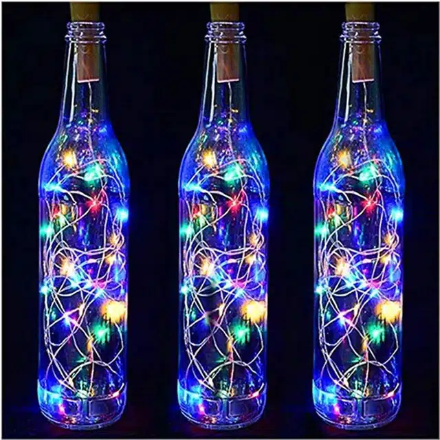 Plastic 20 LED Wine Bottle Cork String Lights (Multicolor, 2 m) (Pack of 3)