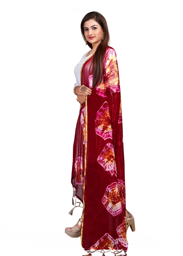 Chiffon Printed Dupatta for Women & Girls (Purple, 2.25 m)