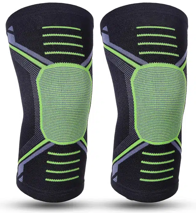 Cotton Elastic Pain Relief Knee Support Sleeves (Green)