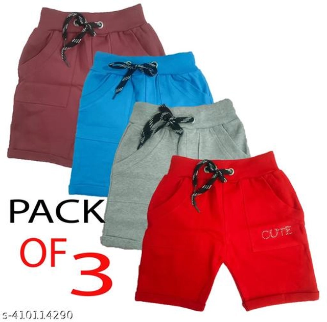 Cotton Shorts for Boys (Multicolor, 0-1 Years) (Pack of 3)