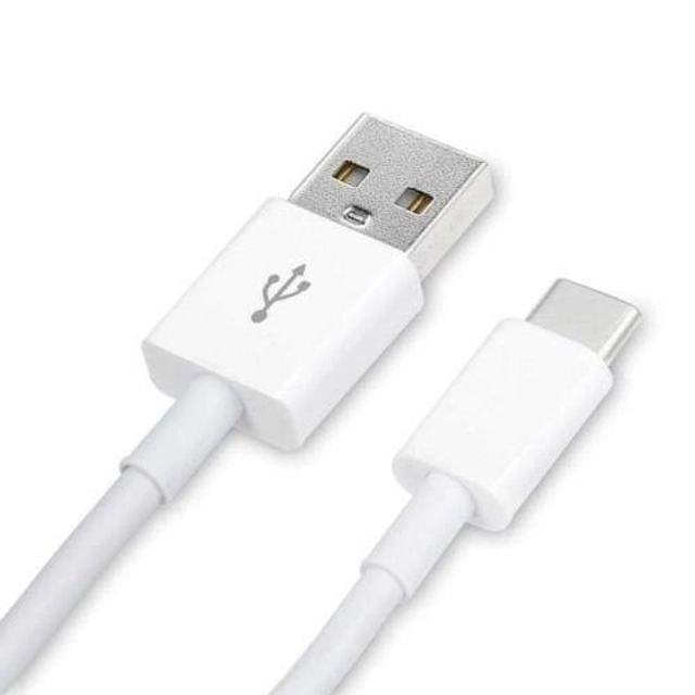 Plastic USB to Type C Data Cable for All Android Devices (White, 1 m)