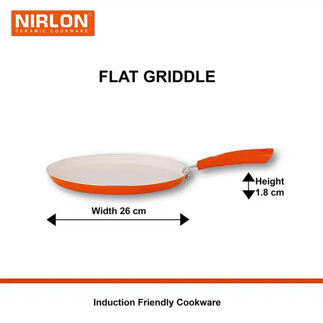 NIRLON Aluminium Dosa Tawa (Orange & Cream, 26 cm)