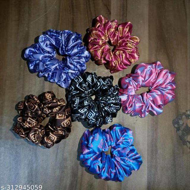 Scrunchies for Women & Girls (Multicolor, Pack of 6)