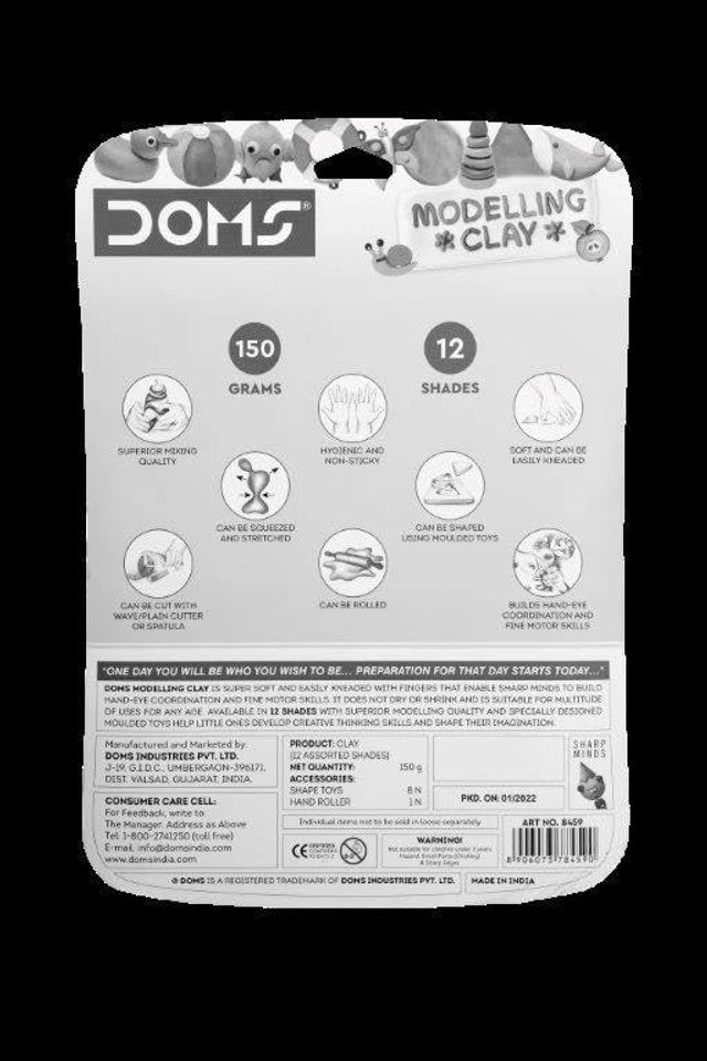 DOMS Modelling Clay and Mould (12 Shades , Pack of 1)