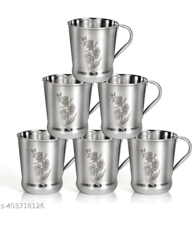 Leroyal Stainless Steel Tea/Coffee Cups (150 ml) (Pack Of 6)