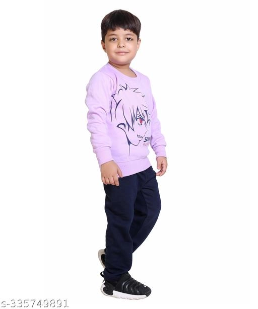 Cotton Blend Printed Clothing Set for Boys (Lavender & Blue, 6-12 Months)