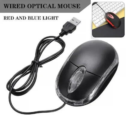 Plastic Wired Optical Mouse (Black)