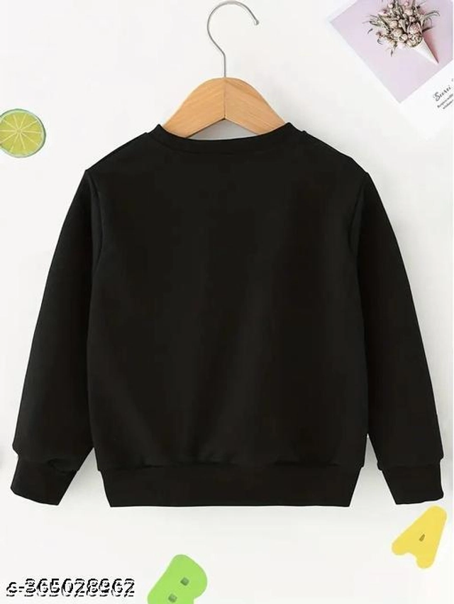 Cotton Blend Sweatshirt for Girls (Black, 2-3 Years)