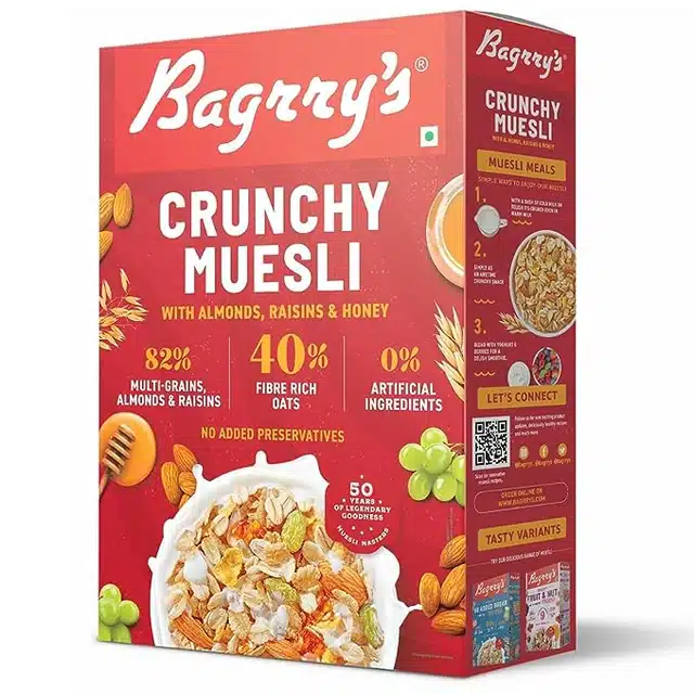 Bagrry's क्रंची मूएसलि अल्मोंड्स,राइसिन & हनी 200g