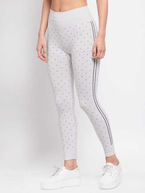Klotthe Women Printed Skinny Fit Nylon Jegging (White, 24) (K-61)
