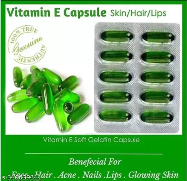 Vitamin E 10 Pcs Capsules for Glowing Face (Pack of 3)