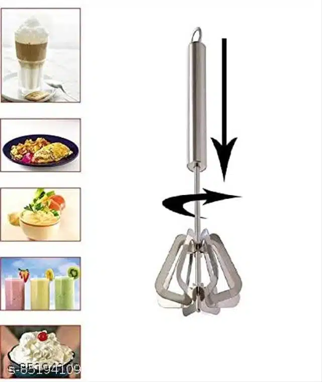 Stainless Steel Manual Whisk Blender (Silver)