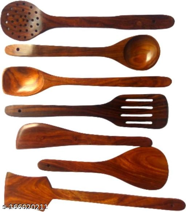 Wooden Kitchen Tool Set (Brown, Set of 7)