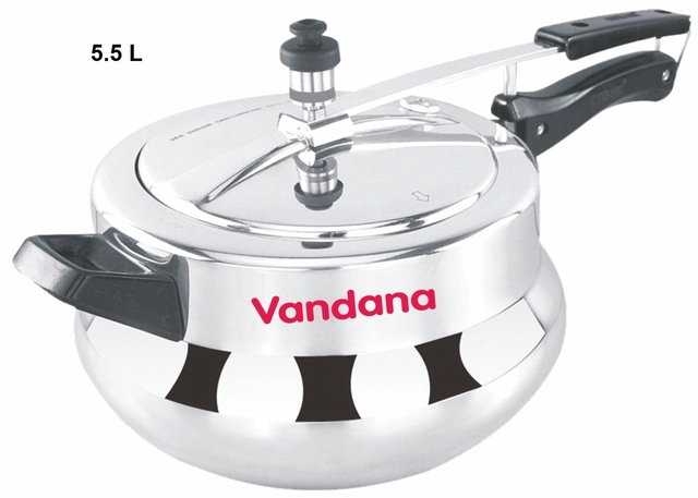 Vandana 5.5 L Handi Aluminium InnerLid Pressure Cooker Gas Stovetop Compatible (Pack of 1)