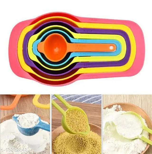 Cake Nozzles (12 Pcs) with 6 Pcs Measuring Cups & Spoons (Multicolor, Set of 2)