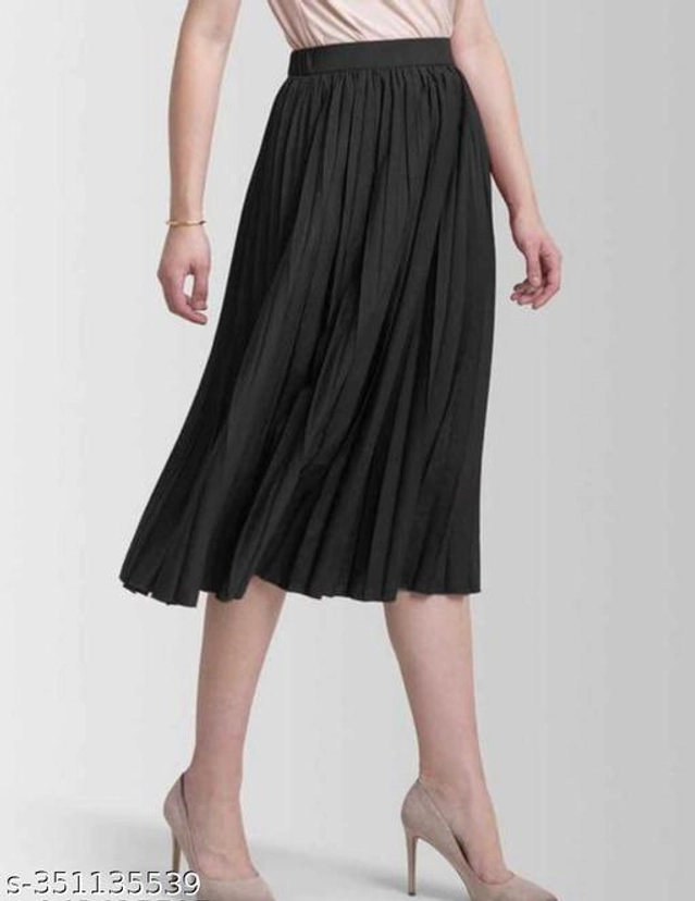 Crepe Skirts for Women (Black, 28)