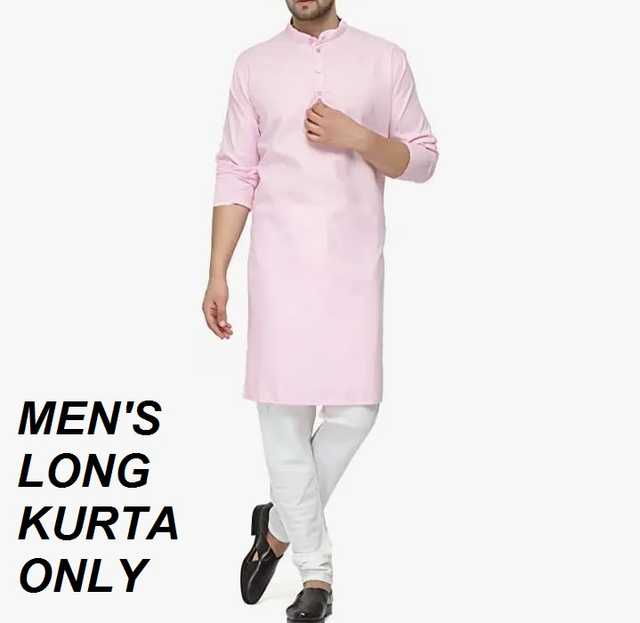 Full Sleeves Long Kurta for Men (Baby Pink, XL) (AE-215)