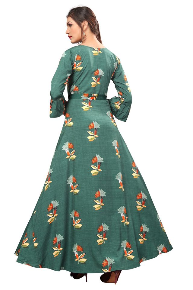 Fit and Flare Gown for womens (Green, L) (NE2)