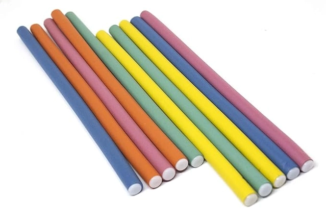 Rubber Hair Curling Twist Flexi Sticks (Multicolor, Pack of 10)