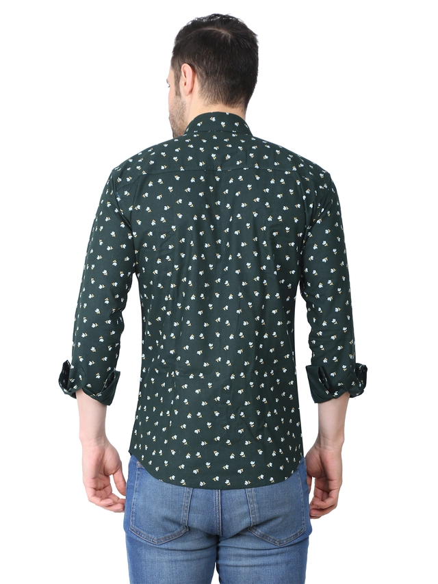 Full Sleeves Printed Shirt for Men (Green, M)