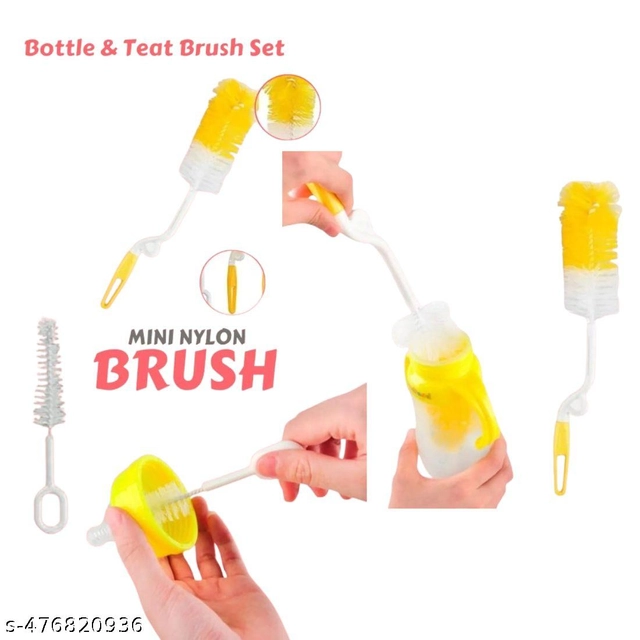 Combo of Milk Bottle (60 ml) with Bottle & Nipple Cleaning Brushes (Multicolor, Set of 3)