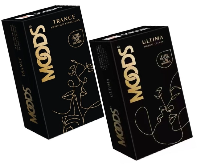 Mood Ultima Mutual Climax Condom (10 Pcs) with 1 Moods Trance Amplified Sensations Condom (10 Pcs) (Set of 2)