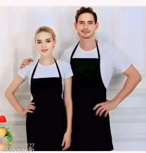 Cotton Apron for Men & Women (Black, Pack of 2)