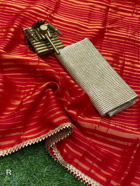 Dharti Bandhani Chiffon Women Saree With Un-stitched Blouse (Red) (DB-17)
