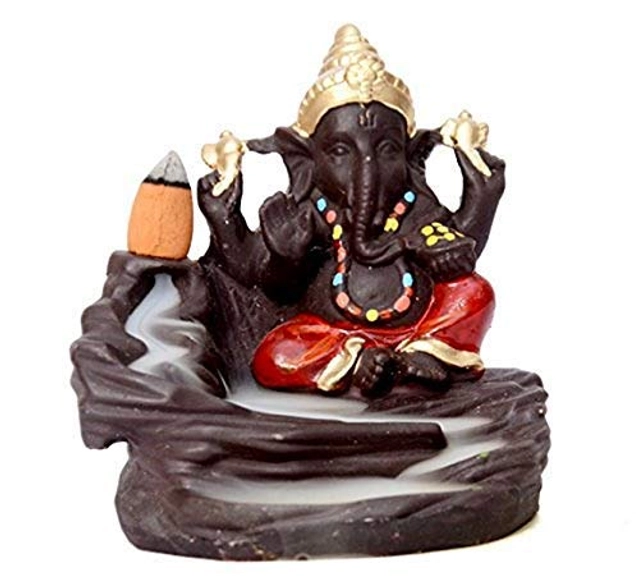 Polyresin Ganeshaji Smoke Fountain Incense Burner with 5 Cones (Assorted)