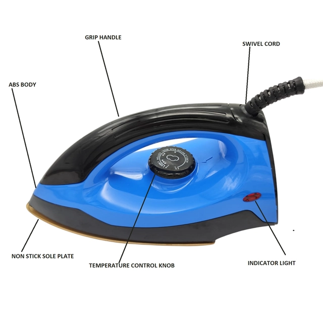 Nissan Home Appliances Vintage Electric Dry Iron (Blue & Black, 1000 W)