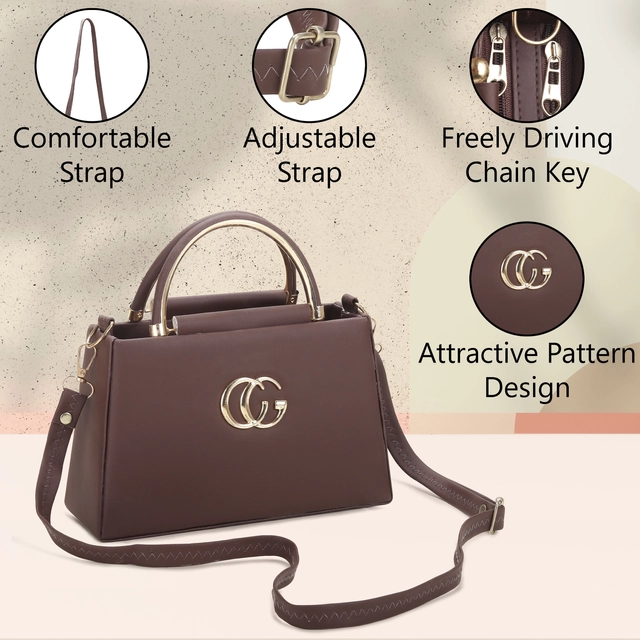 PU Compact and Stylish Versatile Durable Classic Sling Bag for Women (Brown)