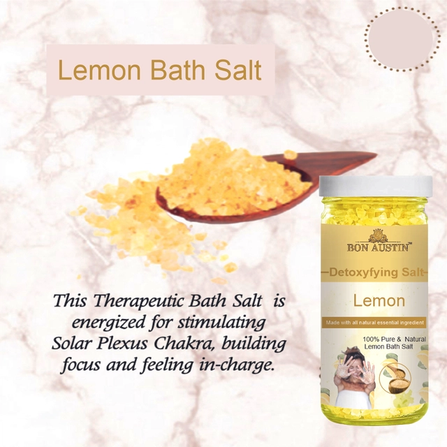 Bon Austin Aromatic, Lemon & Rose Detoxifying Bath Salt Crystal (200 g, Set of 3)