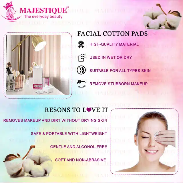 Majestique Facial Cotton Pads, Makeup Removing Wipes (Pack of 250) (B-37)