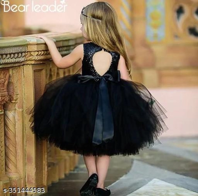 Net Frock for Girls (Black, 6-9 Months)